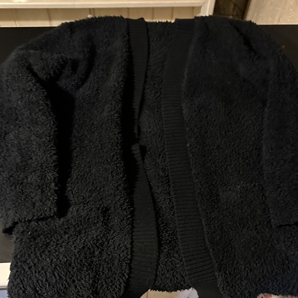 Barefoot Dreams - Cozy Black Fuzzy Cardigan